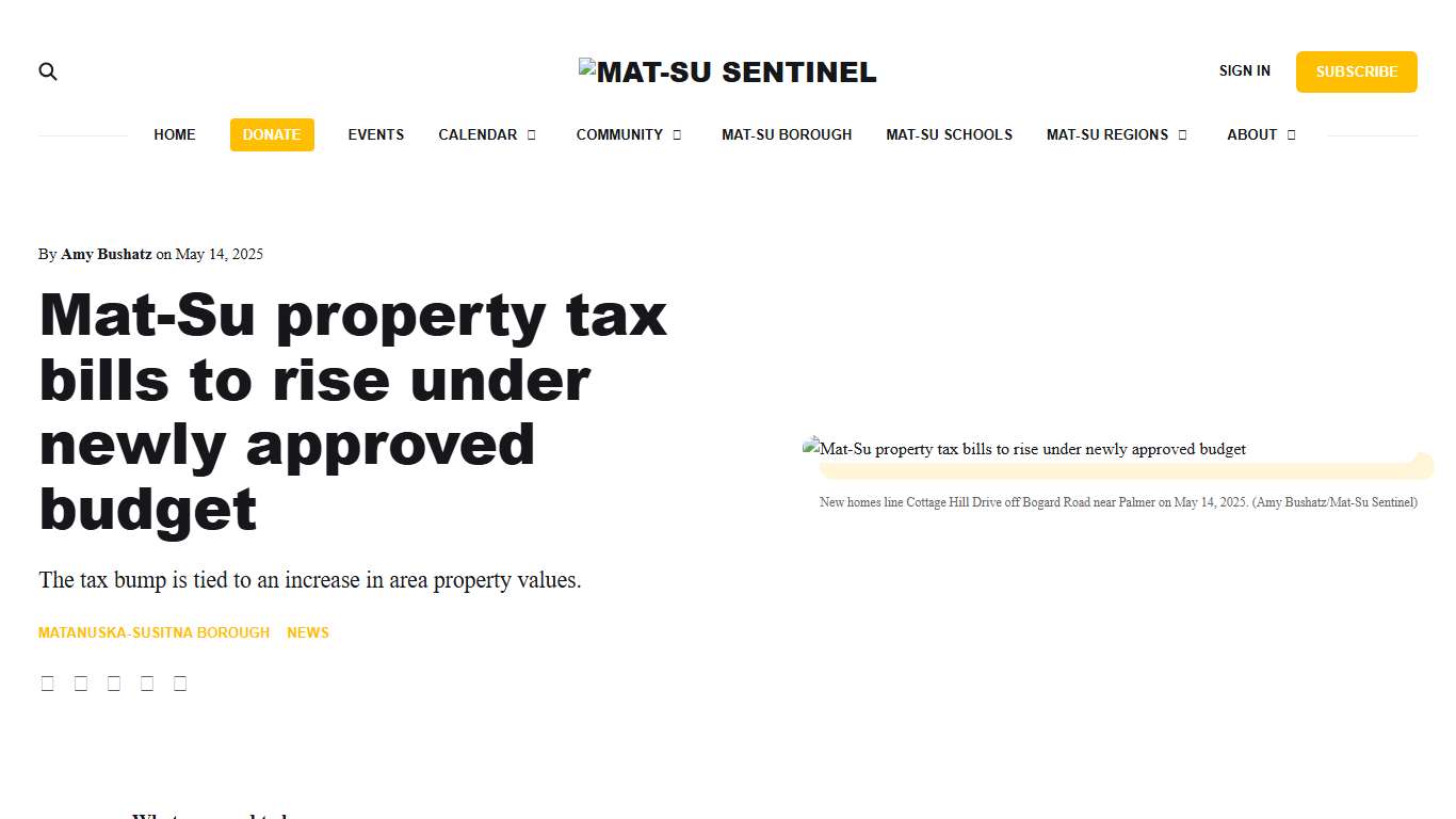 Mat-Su property tax bills to rise under newly approved budget